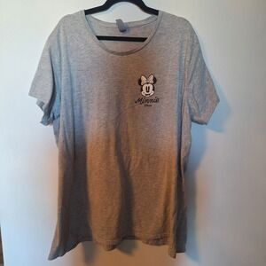 Disney Minnie Mouse Gray Graphic T-Shirt Plus Size 1XW